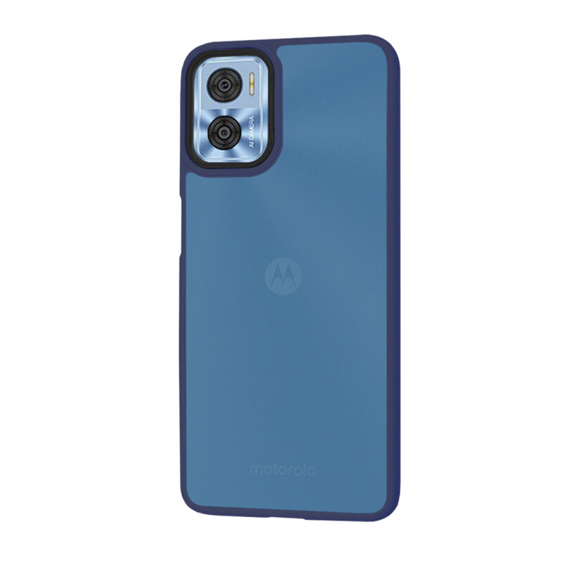 Husa Motorola Moto E22 Techsuit HaloFrost Series, bleumarin