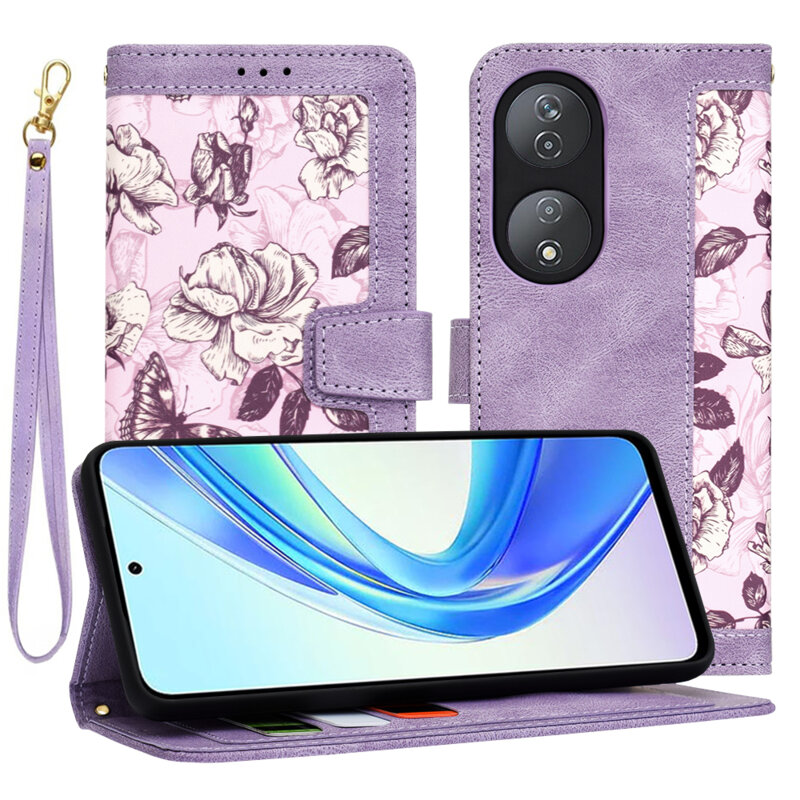 Husa personalizata fete Honor 90 SMART Techsuit FlipCraft, mov