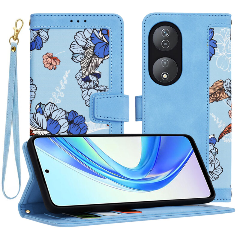 Husa personalizata fete Honor 90 SMART Techsuit FlipCraft, bleu