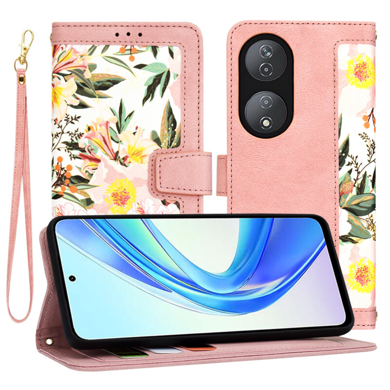 Husa personalizata fete Honor 90 SMART Techsuit FlipCraft, roz