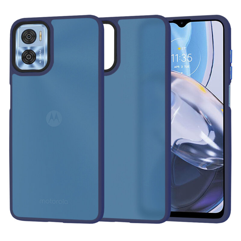 Husa Motorola Moto E22 Techsuit HaloFrost Series, bleumarin