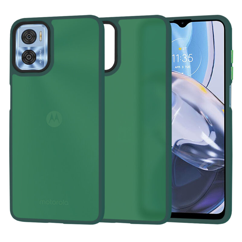Husa Motorola Moto E22 Techsuit HaloFrost Series, verde inchis
