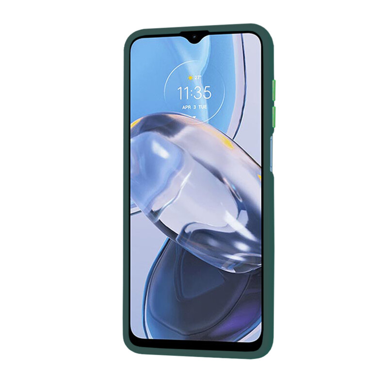 Husa Motorola Moto E22 Techsuit HaloFrost Series, verde inchis