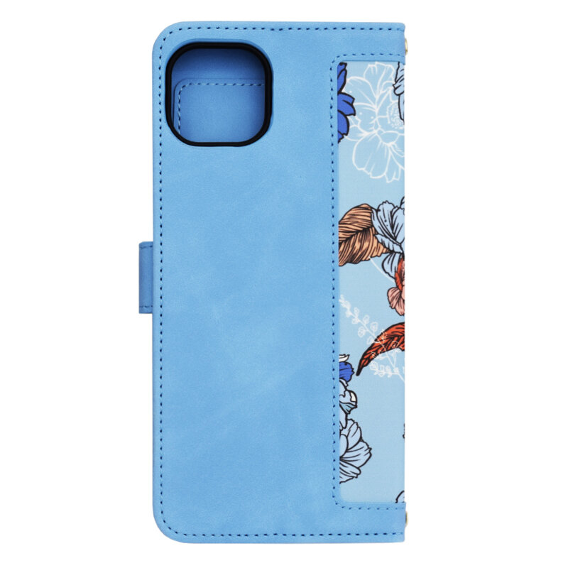 Husa personalizata fete iPhone 15 Plus Techsuit FlipCraft, bleu
