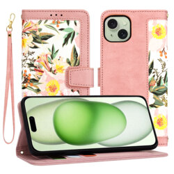 Husa personalizata fete iPhone 15 Plus Techsuit FlipCraft, roz