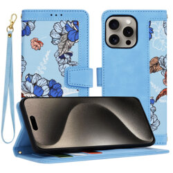 Husa personalizata fete iPhone 15 Pro Max Techsuit FlipCraft, bleu