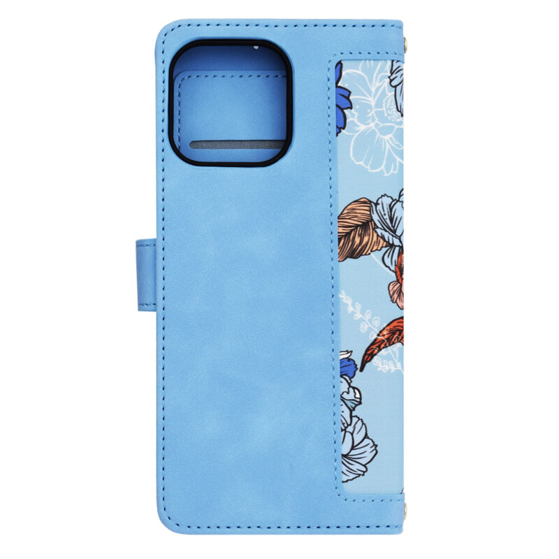 Husa personalizata fete iPhone 15 Pro Max Techsuit FlipCraft, bleu