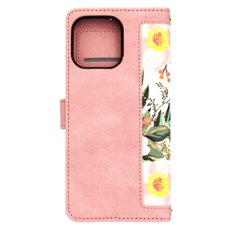 Husa personalizata fete iPhone 15 Pro Max Techsuit FlipCraft, roz