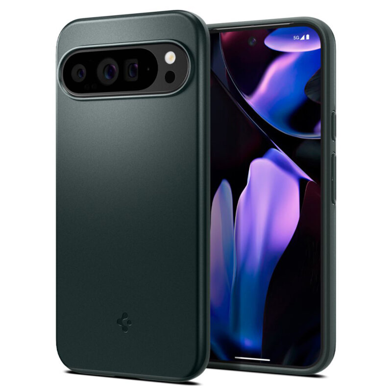 Husa Google Pixel 9 Pro XL Spigen Thin Fit, verde inchis