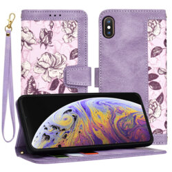 Husa personalizata fete iPhone XS Max Techsuit FlipCraft, mov