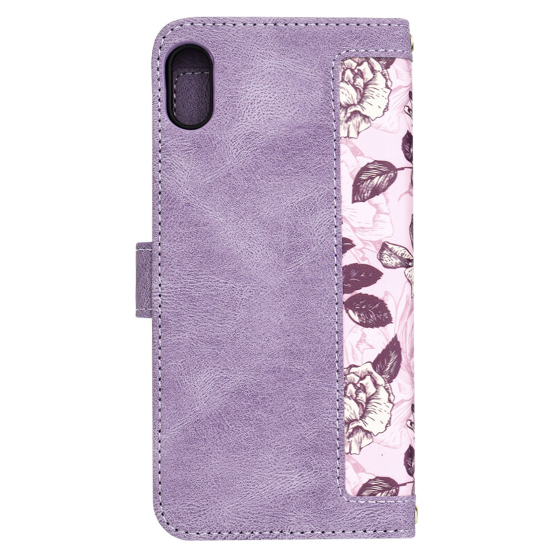 Husa personalizata fete iPhone XS Max Techsuit FlipCraft, mov