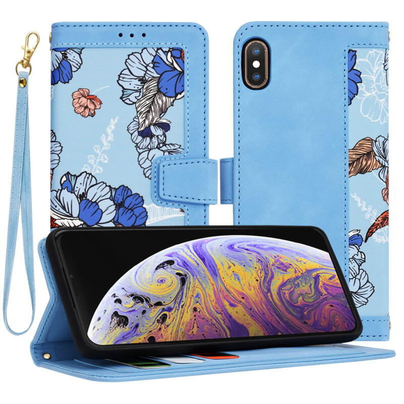 Husa personalizata fete iPhone XS Max Techsuit FlipCraft, bleu