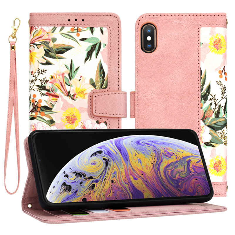 Husa personalizata fete iPhone XS Max Techsuit FlipCraft, roz