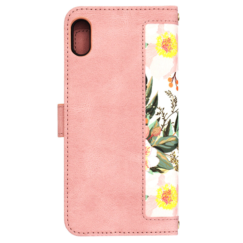 Husa personalizata fete iPhone XS Max Techsuit FlipCraft, roz