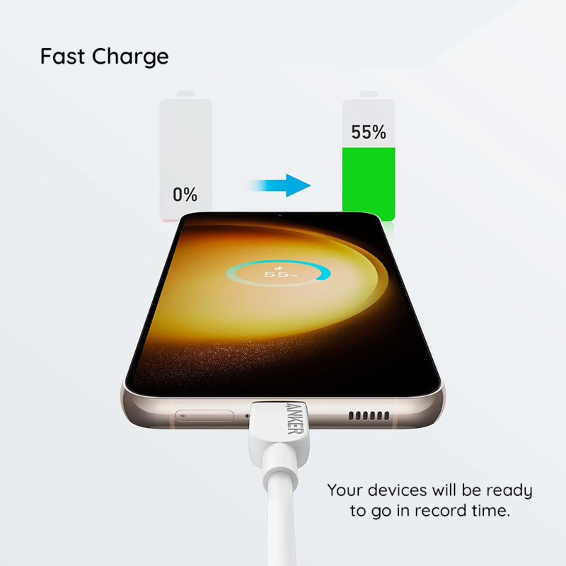 Cablu de date Fast Charging Type-C 240W, 1.8m Anker 310, alb