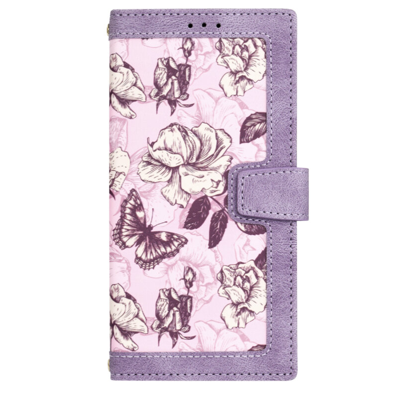 Husa personalizata fete Samsung Galaxy S22 Ultra 5G Techsuit FlipCraft, mov