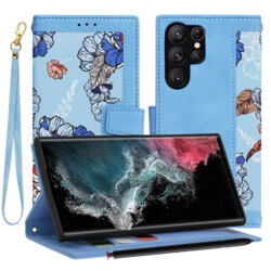 Husa personalizata fete Samsung Galaxy S22 Ultra 5G Techsuit FlipCraft, bleu