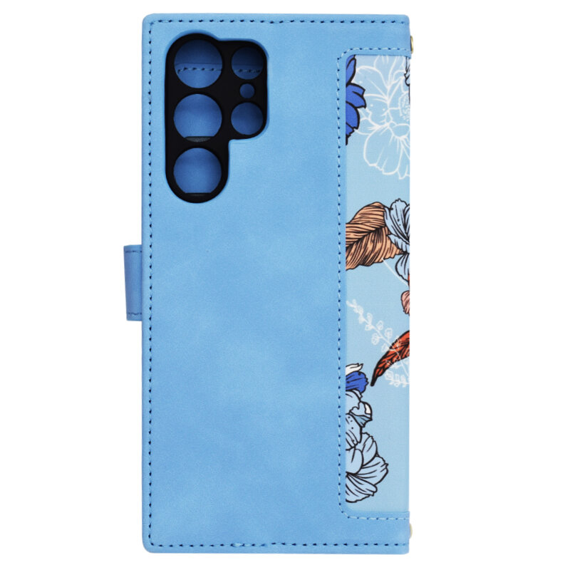 Husa personalizata fete Samsung Galaxy S22 Ultra 5G Techsuit FlipCraft, bleu