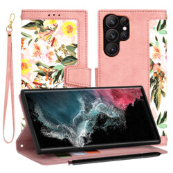 Husa personalizata fete Samsung Galaxy S22 Ultra 5G Techsuit FlipCraft, roz