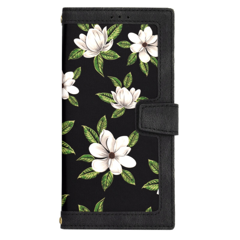 Husa personalizata fete Samsung Galaxy S22 Ultra 5G Techsuit FlipCraft, negru