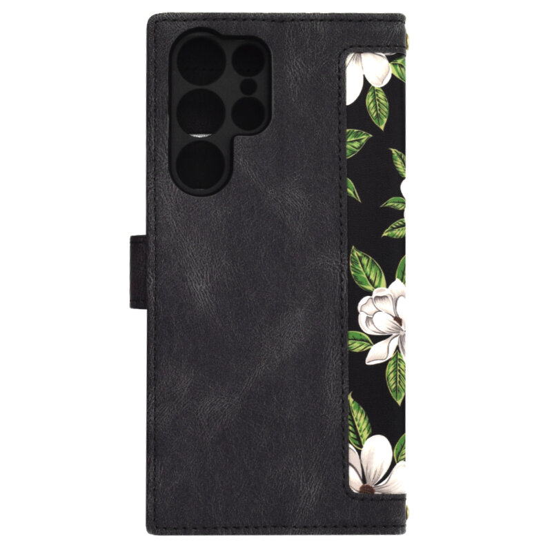 Husa personalizata fete Samsung Galaxy S22 Ultra 5G Techsuit FlipCraft, negru