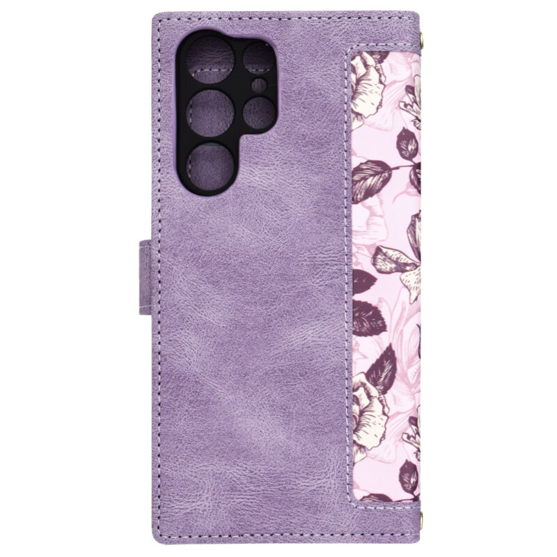 Husa personalizata fete Samsung Galaxy S24 Ultra Techsuit FlipCraft, mov