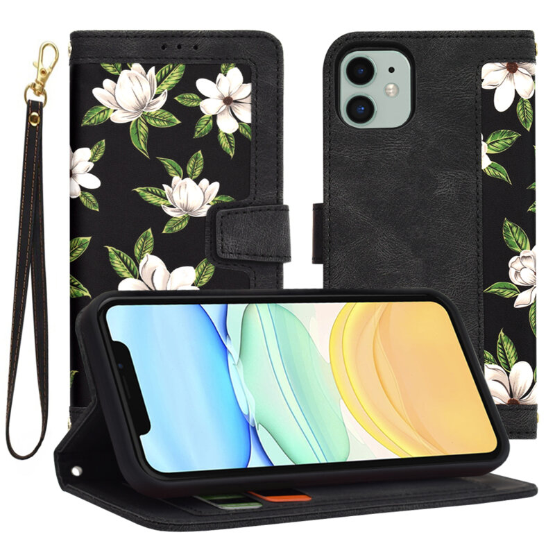 Husa personalizata fete iPhone 11 Techsuit FlipCraft, negru