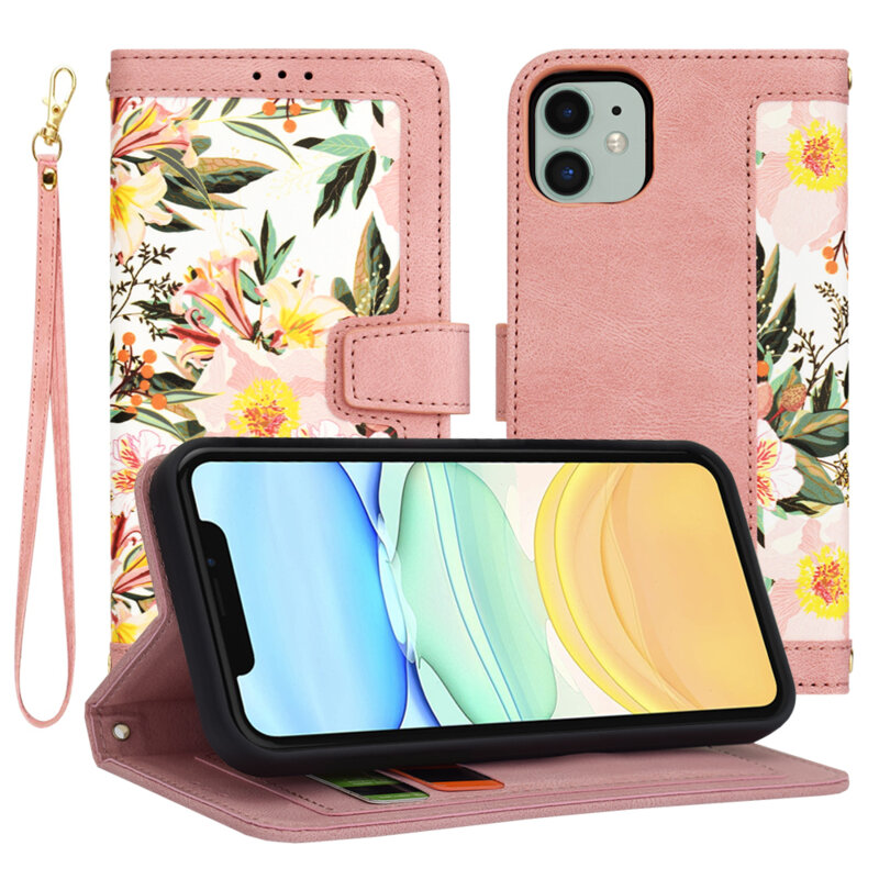 Husa personalizata fete iPhone 11 Techsuit FlipCraft, roz