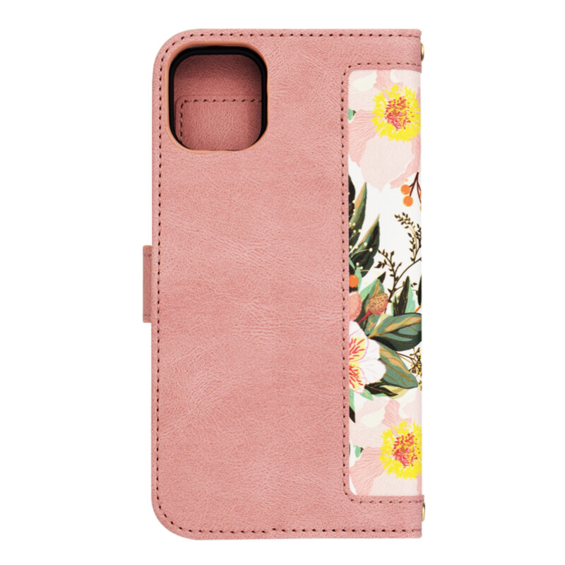 Husa personalizata fete iPhone 11 Techsuit FlipCraft, roz