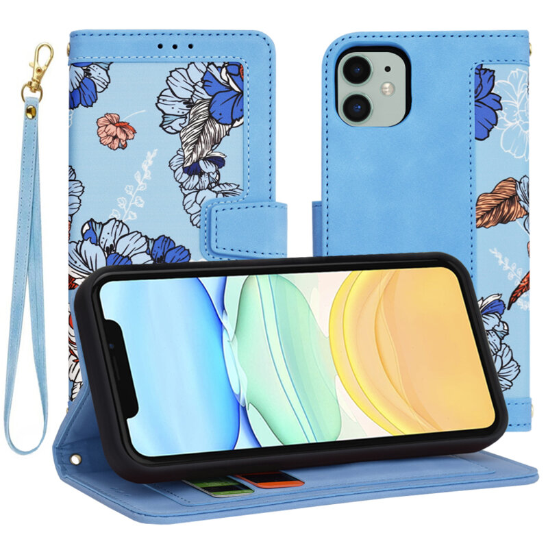 Husa personalizata fete iPhone 11 Techsuit FlipCraft, bleu