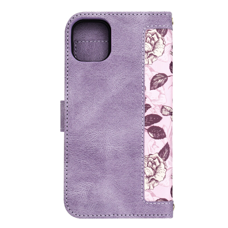 Husa personalizata fete iPhone 11 Techsuit FlipCraft, mov