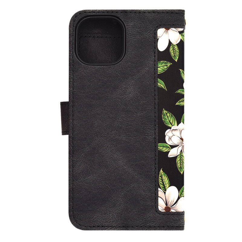Husa personalizata fete iPhone 15 Techsuit FlipCraft, negru