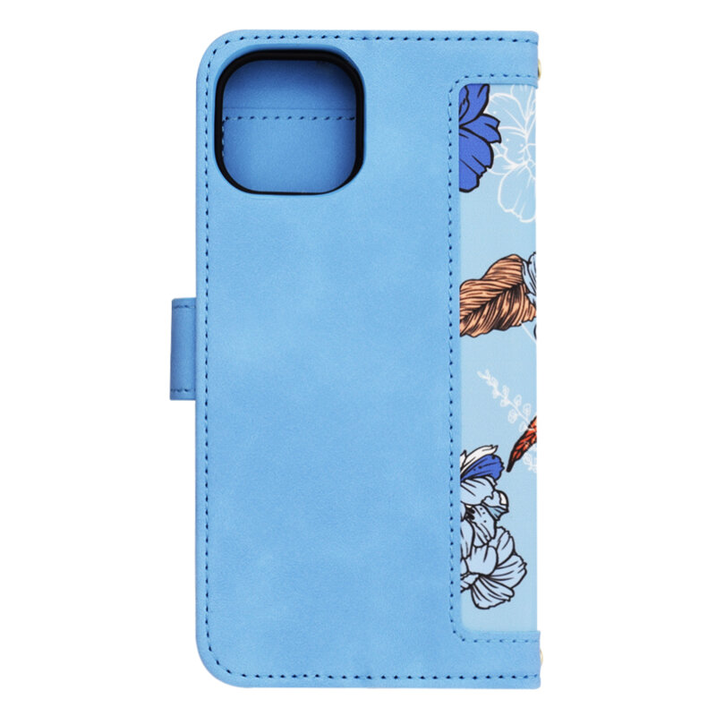 Husa personalizata fete iPhone 15 Techsuit FlipCraft, bleu