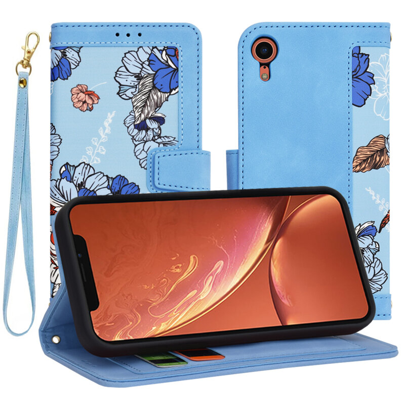 Husa personalizata fete iPhone XR Techsuit FlipCraft, bleu