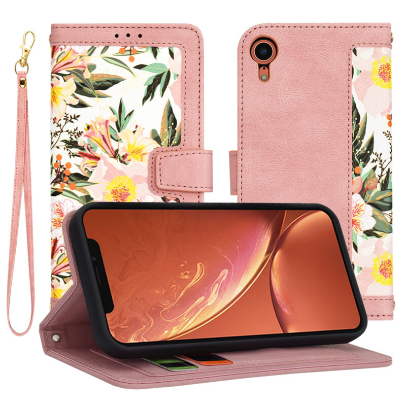 Husa personalizata fete iPhone XR Techsuit FlipCraft, roz