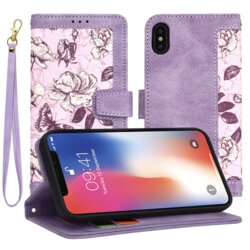 Husa personalizata fete iPhone XS Techsuit FlipCraft, mov