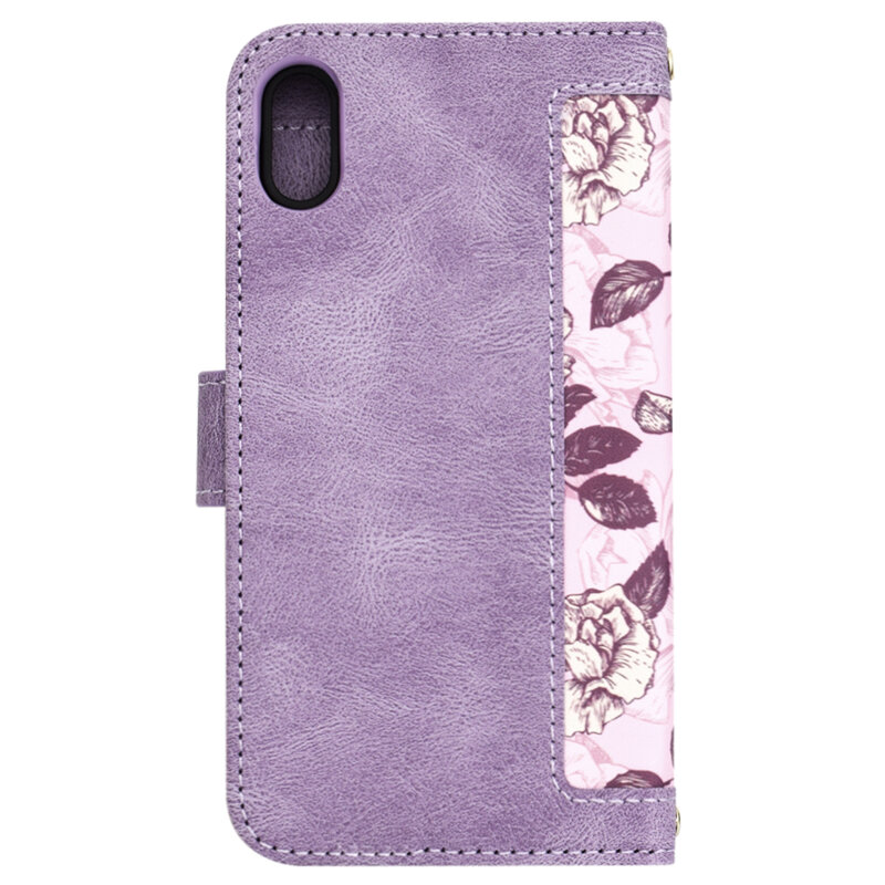 Husa personalizata fete iPhone XS Techsuit FlipCraft, mov