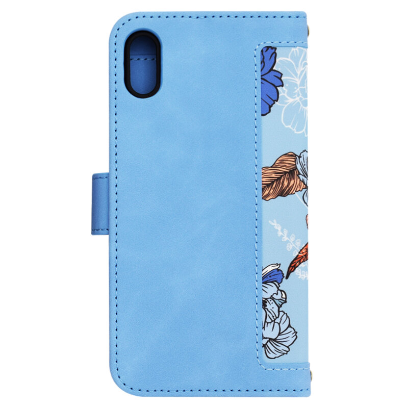 Husa personalizata fete iPhone X, iPhone 10 Techsuit FlipCraft, bleu