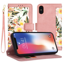 Husa personalizata fete iPhone X, iPhone 10 Techsuit FlipCraft, roz