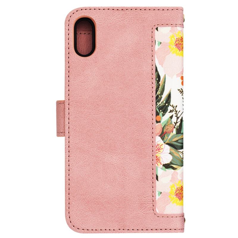 Husa personalizata fete iPhone XS Techsuit FlipCraft, roz