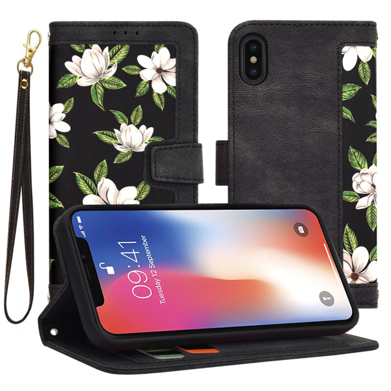 Husa personalizata iPhone X, iPhone 10 fete Techsuit FlipCraft, negru