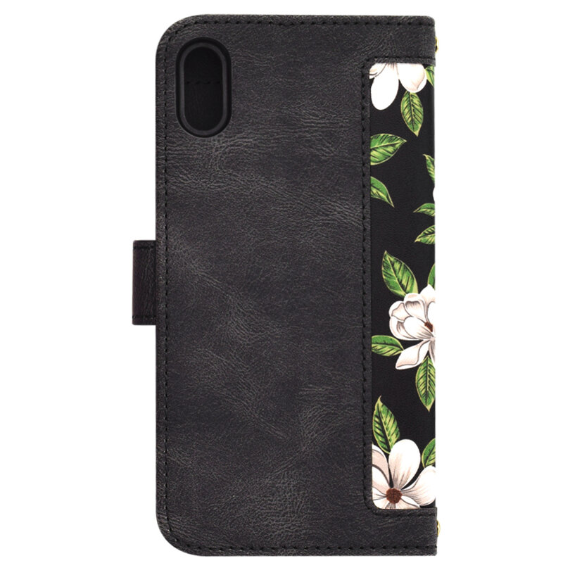 Husa personalizata fete iPhone XS Techsuit FlipCraft, negru