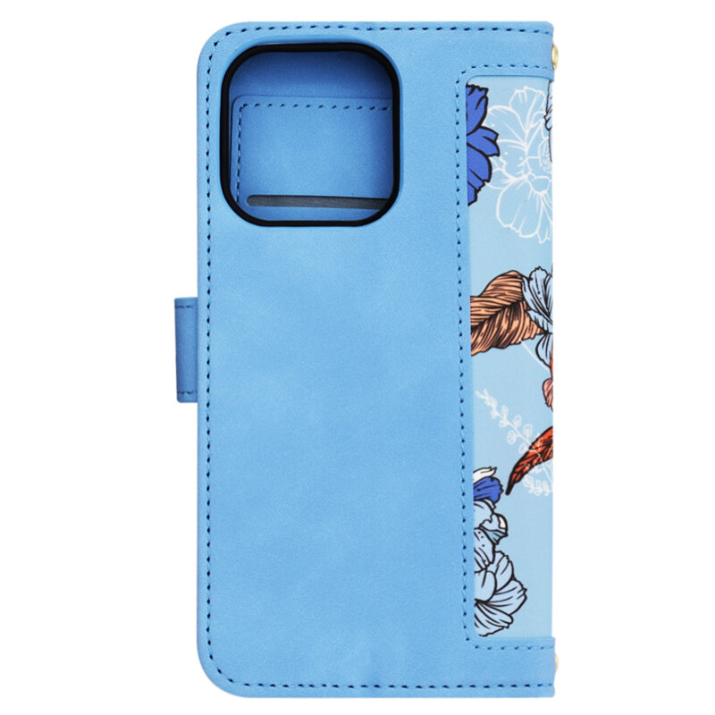 Husa personalizata fete iPhone 15 Pro Techsuit FlipCraft, bleu