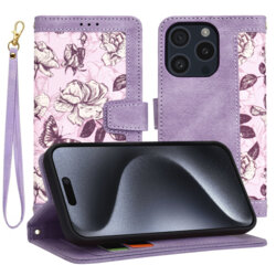 Husa personalizata fete iPhone 15 Pro Techsuit FlipCraft, mov