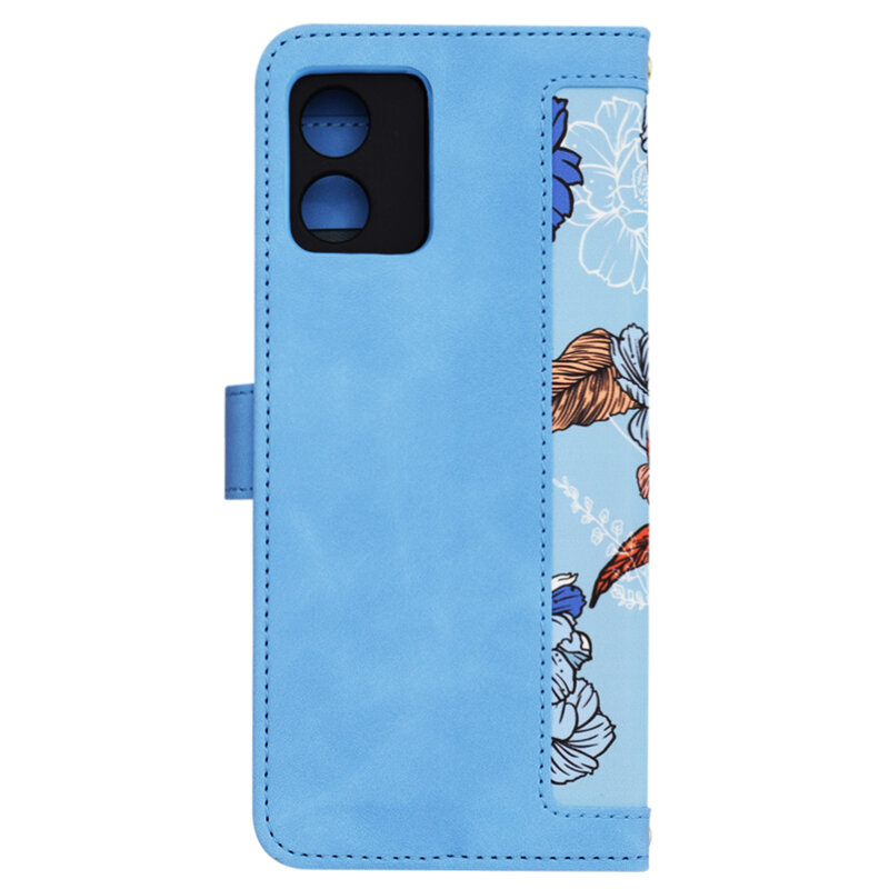 Husa personalizata fete Motorola Moto E13 Techsuit FlipCraft, bleu