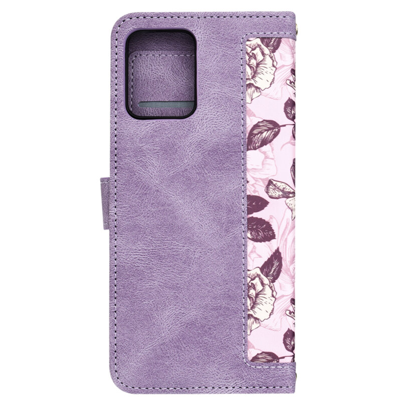 Husa personalizata fete Motorola Moto G23 Techsuit FlipCraft, mov