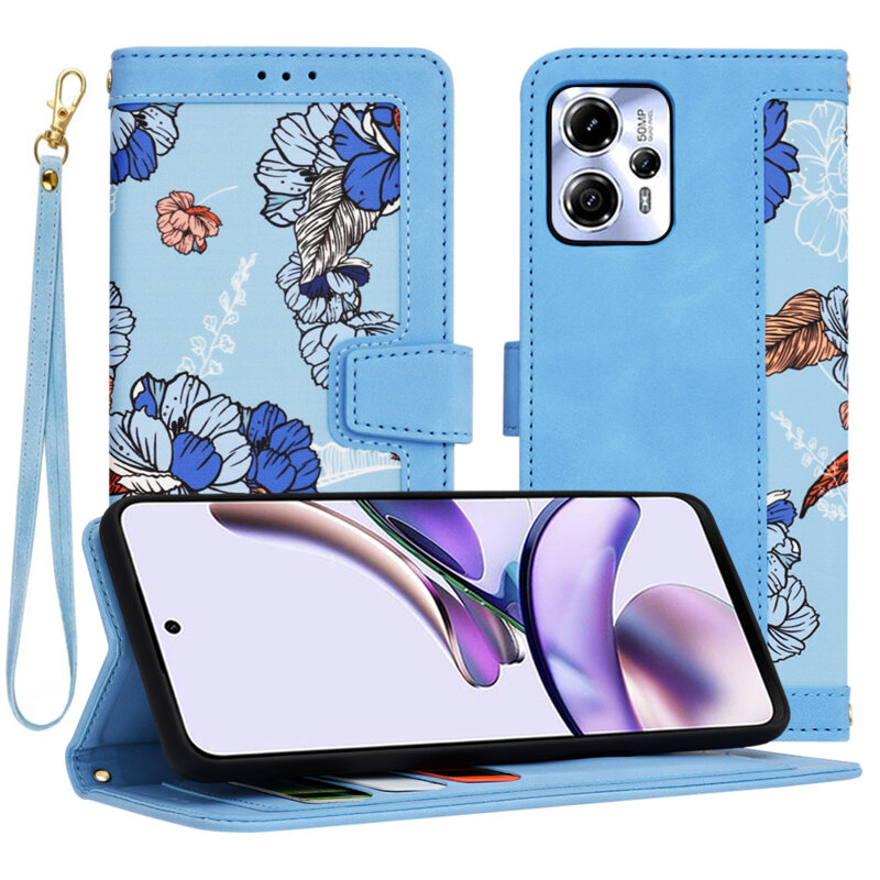 Husa personalizata Motorola Moto G23 fete Techsuit FlipCraft, bleu