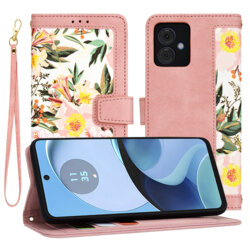 Husa personalizata fete Motorola Moto G14 Techsuit FlipCraft, roz