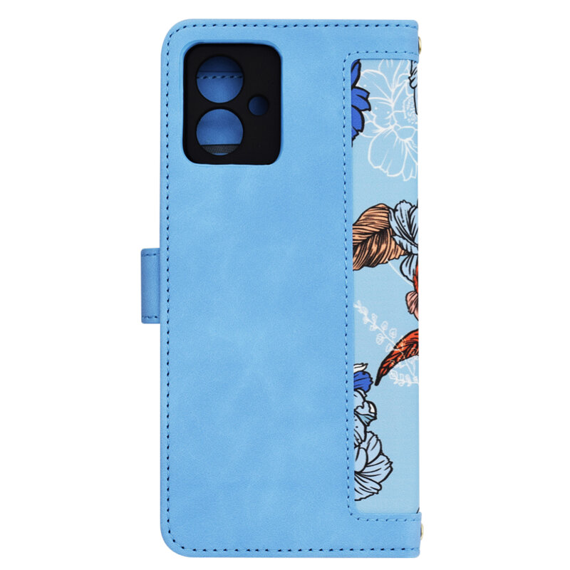 Husa personalizata fete Motorola Moto G54 Techsuit FlipCraft, bleu