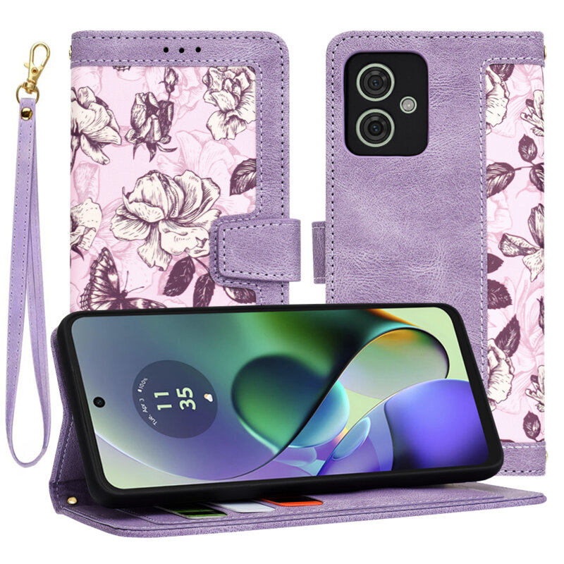 Husa personalizata fete Motorola Moto G64 Techsuit FlipCraft, mov